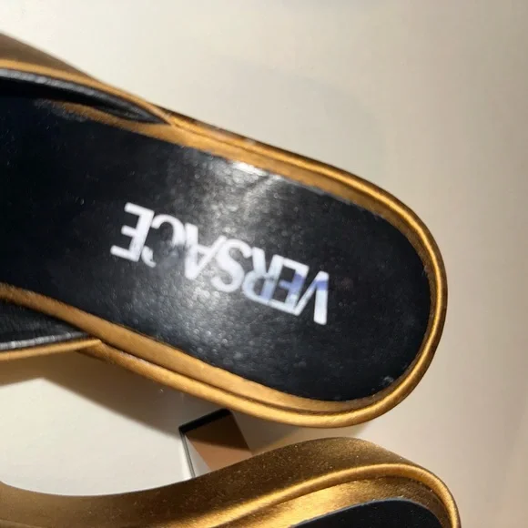 Versace Biggie Metallic Leather Mules Size 36 VGUC - Picture 5 of 10